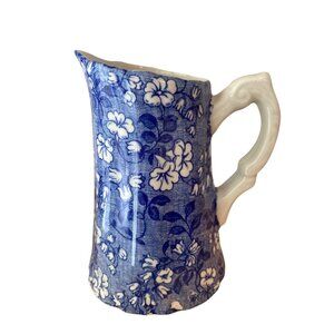 Vintage Charlotte Blue & White Calico Creamer J.H. Weatherby & Sons Ltd 5" H